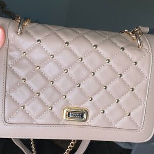 Badgley Mischka Square Purse, muted dark pink beige